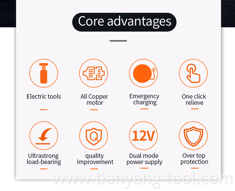 Quick Replace Tire Tools Set CE ISO Durable Portable 3in1 LED Light 5T Electric Car Hydraulic Jack and DC12V Impact Wrench